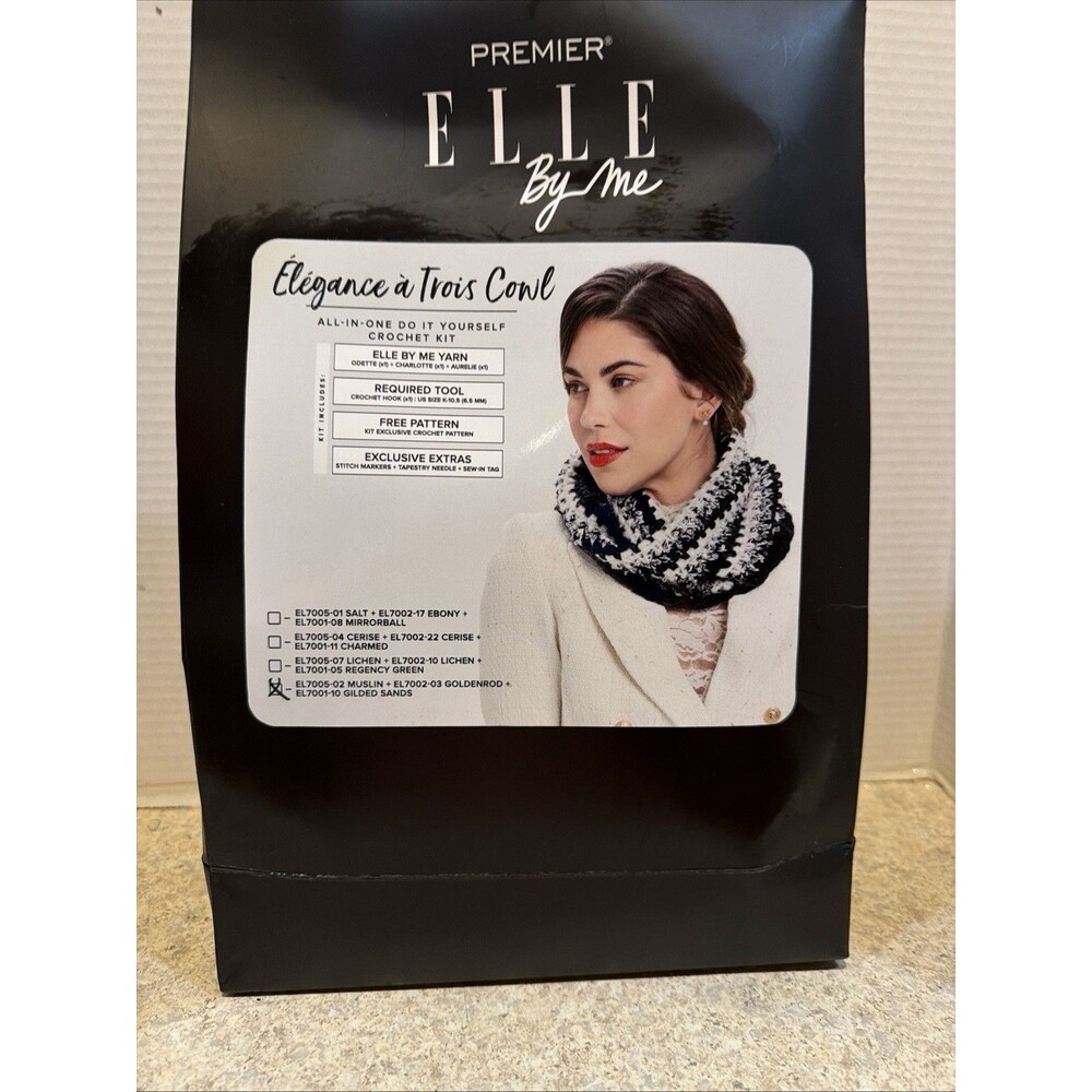 Premier Elle by Me Élégance à Trois Cowl Crochet Kit NEW Muslin Goldenrod DIY